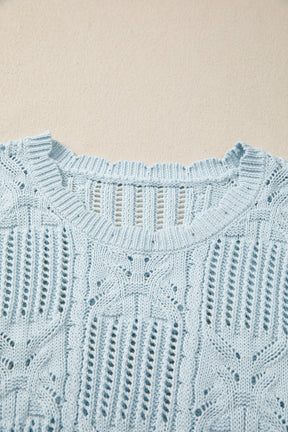 How About That Beau Blue Knit Bow Top