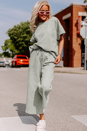 Set Things In Motion Gray Top and Drawstring Pants Set