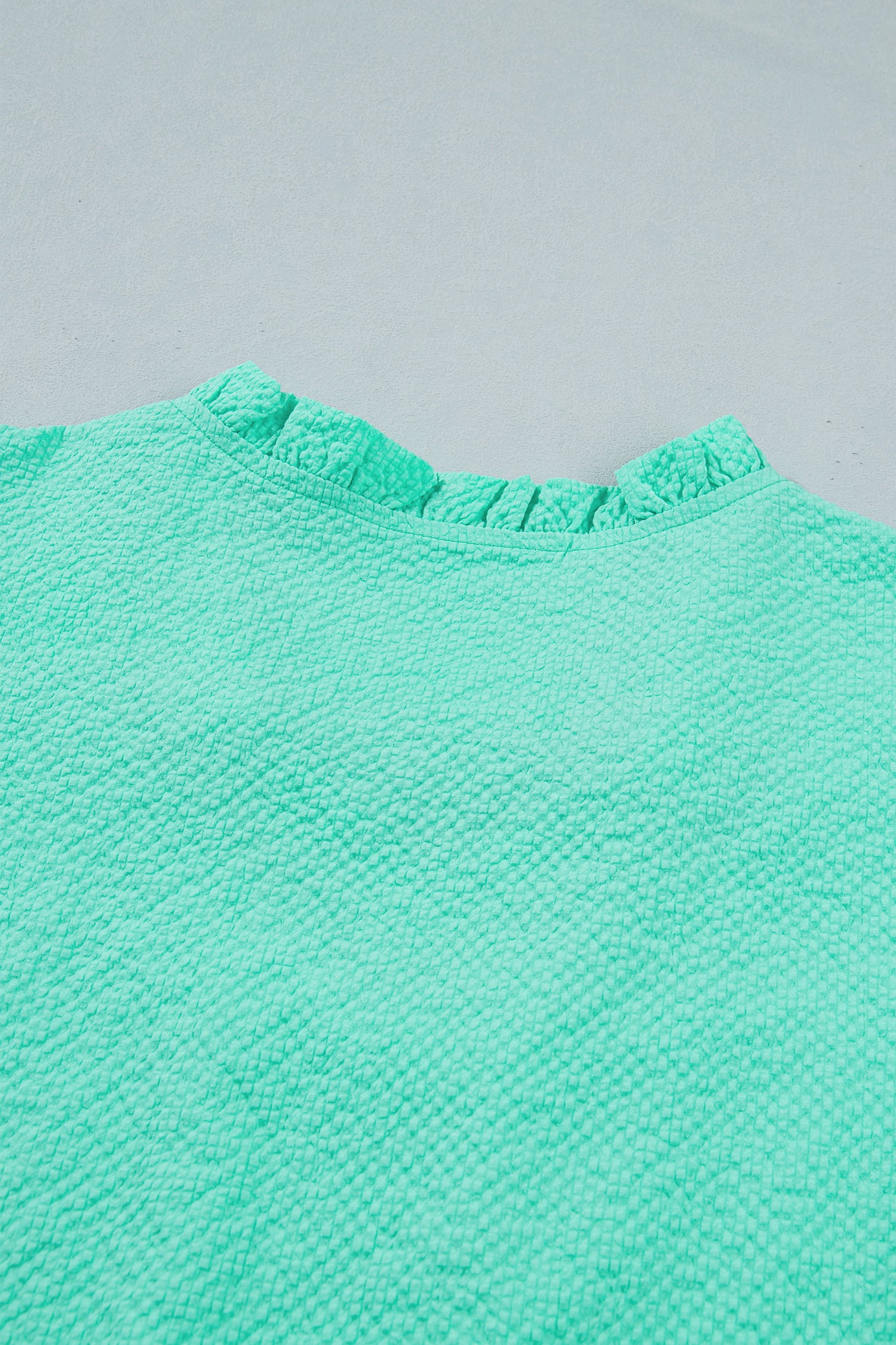 Mint All Day Embroidered Puff Sleeve Textured Top