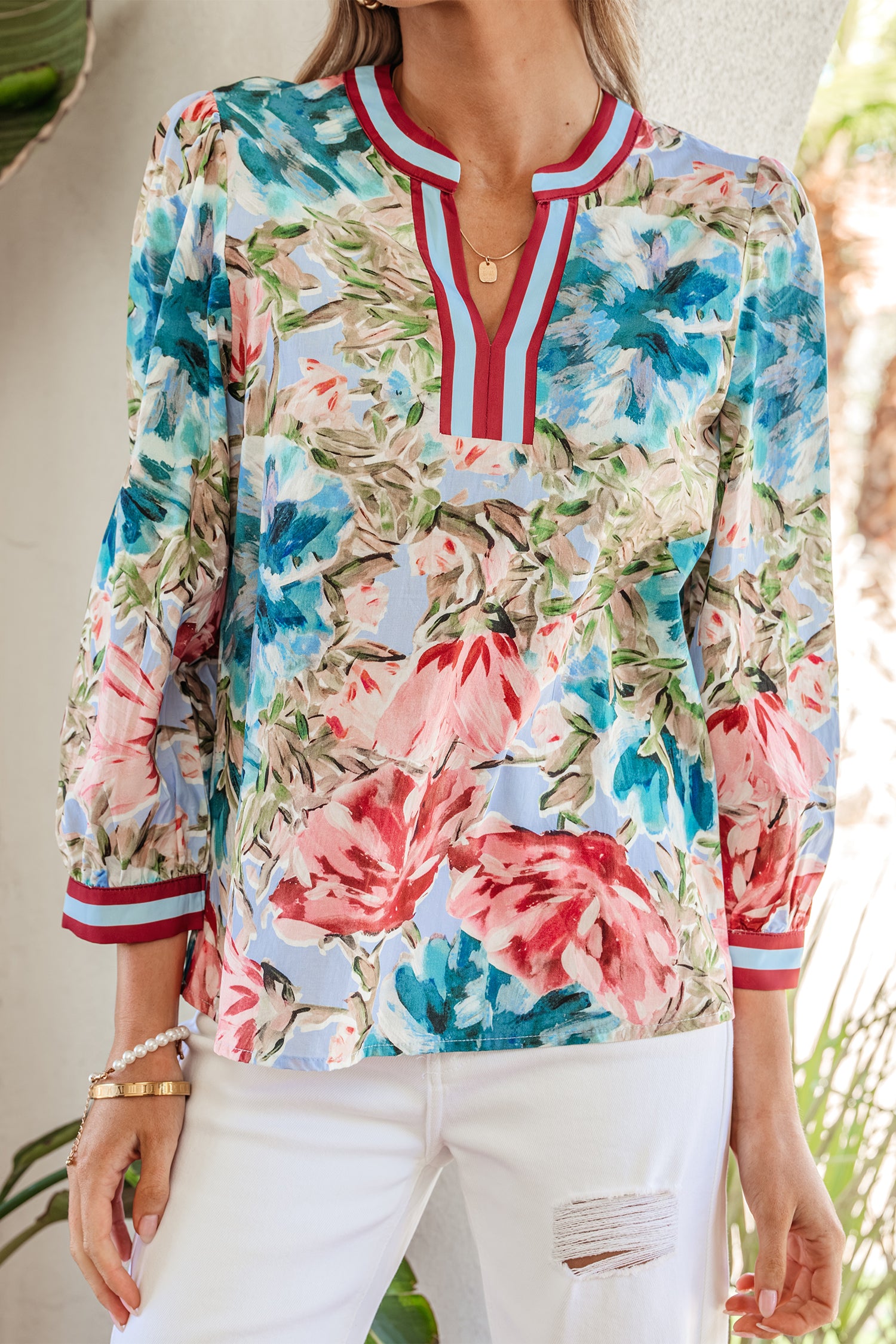 Bloom And Grow V Neck Floral Top