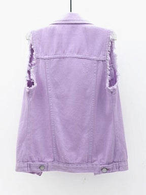The Vest Life Denim Sleeveless Lilac Jacket - O5753LI