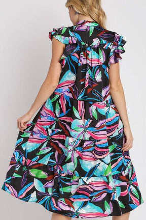 Flair For Style Black Tiered Midi Dress - D5729BK