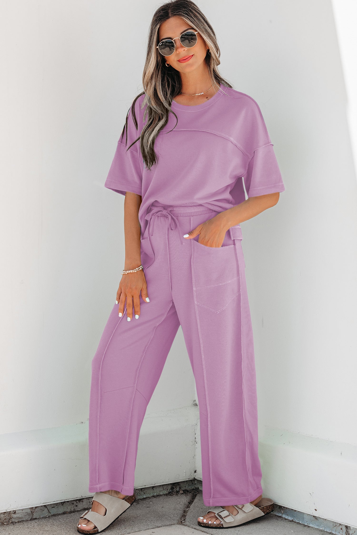 Here For It Orchid Top and Barrel Pant Set