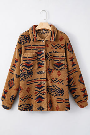 Warm You Up Aztec Pattern Fleece Shacket