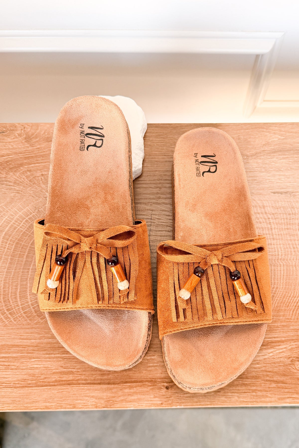 Lilliam Fringe Beaded Sandals in Tan