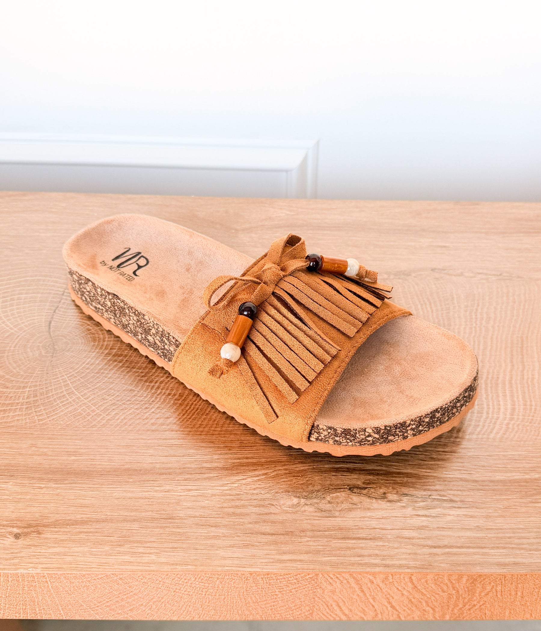 Lilliam Fringe Beaded Sandals in Tan