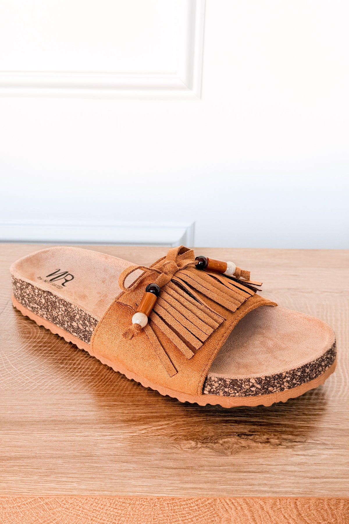 Lilliam Fringe Beaded Sandals in Tan