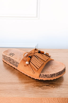 Lilliam Fringe Beaded Sandals in Tan