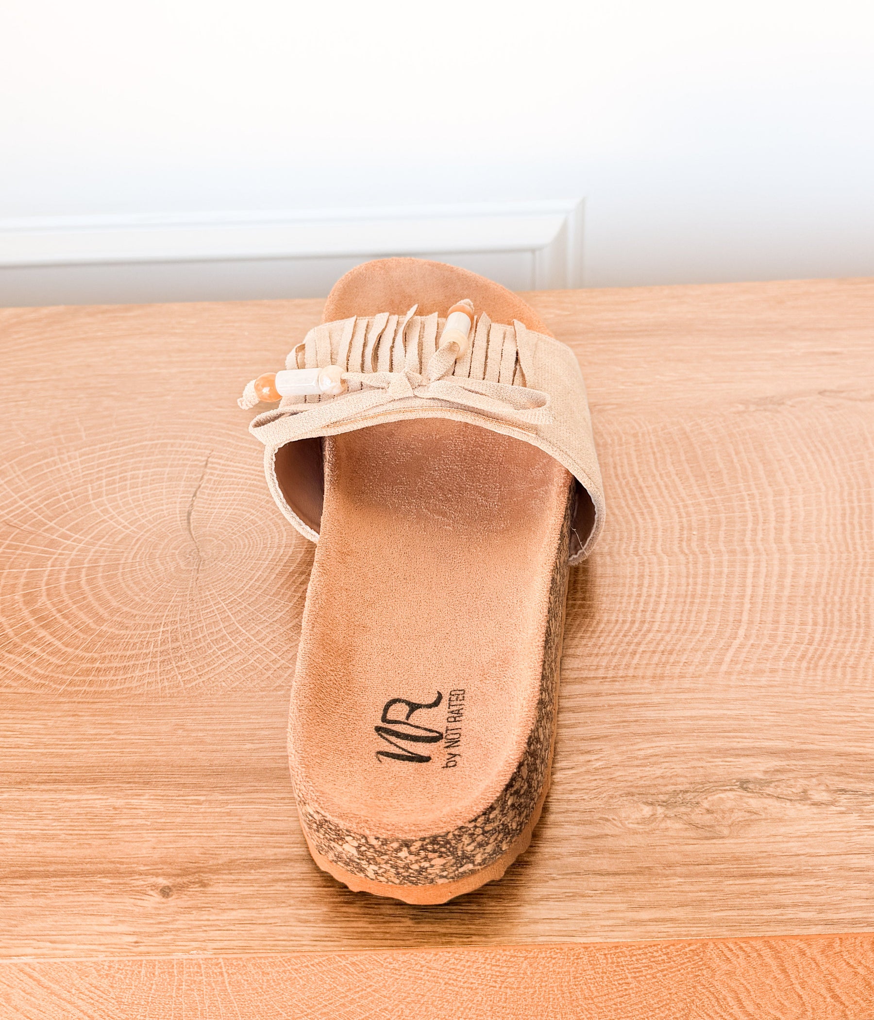 Lilliam Fringe Beaded Sandals in Tan