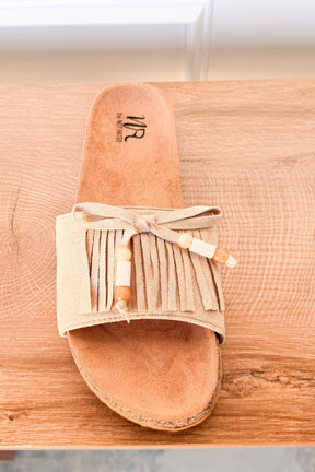 Lilliam Fringe Beaded Sandals in Beige