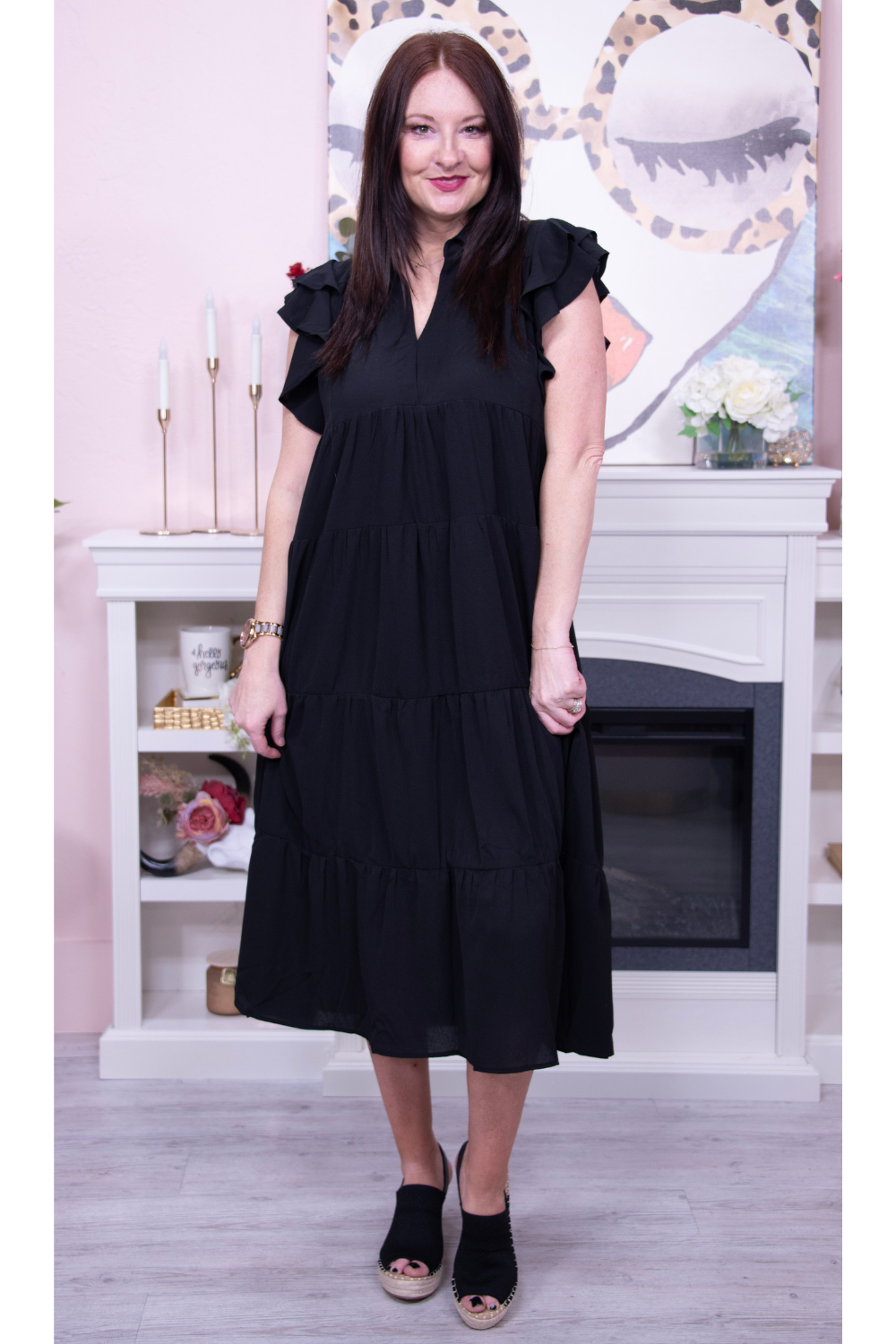 Slay The Game Black Tiered Dress