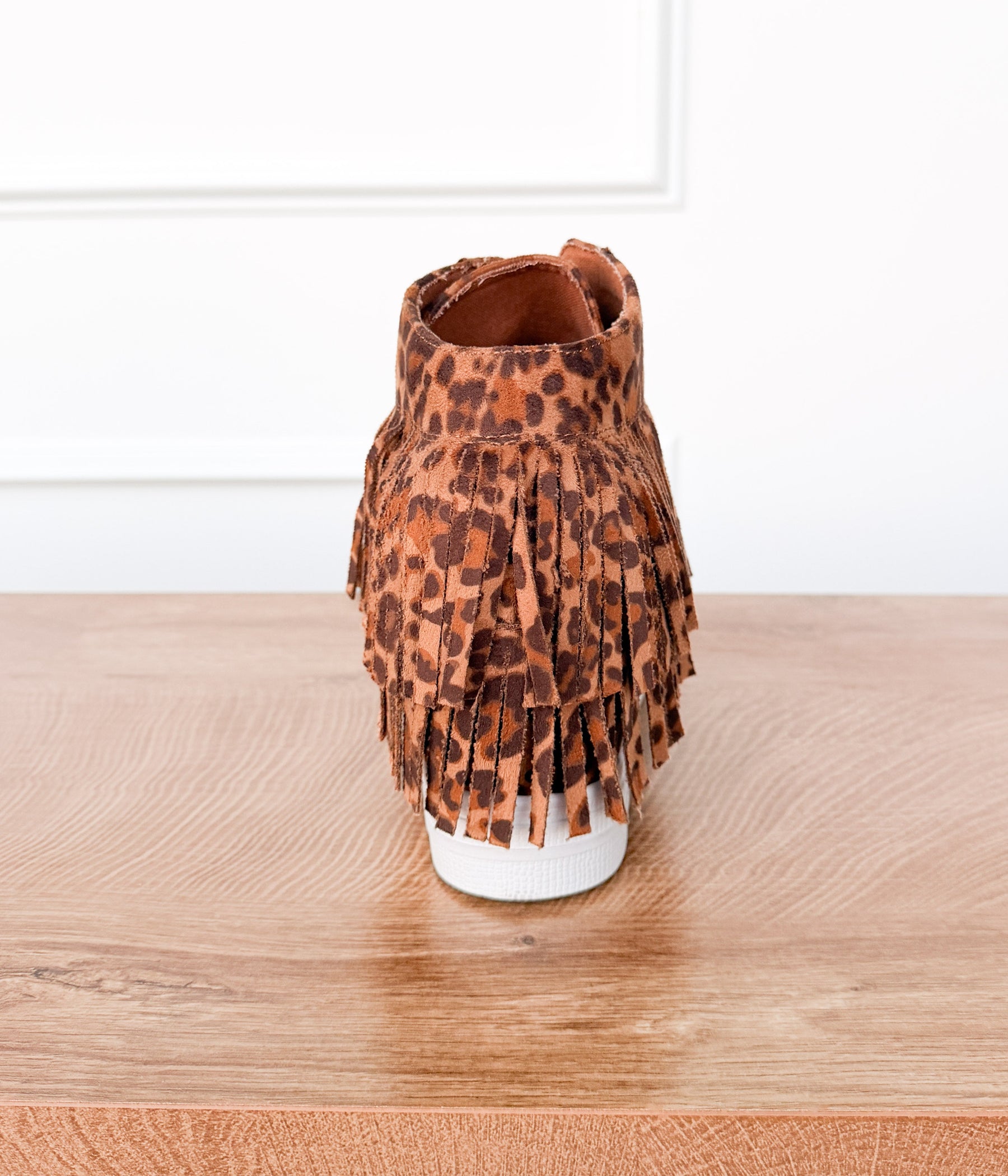 Nick Fringe Sneaker Wedge in Leopard