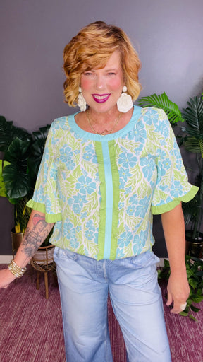 Made You Look Sky Blue Floral Print Top