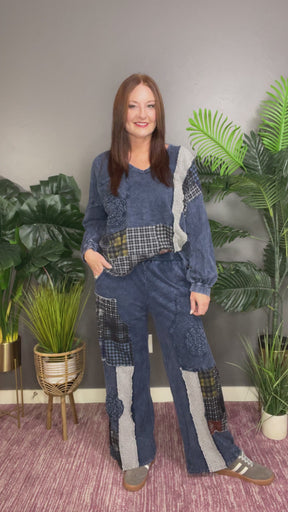 Set The Vibe Navy Plaid Pant - P019NV