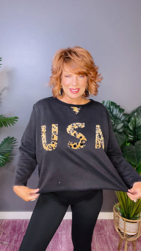 USA Letter Animal Patch Top