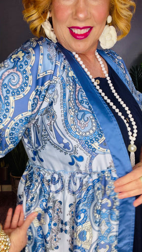 Now And Then Blue Boho Kimono - OT150BL