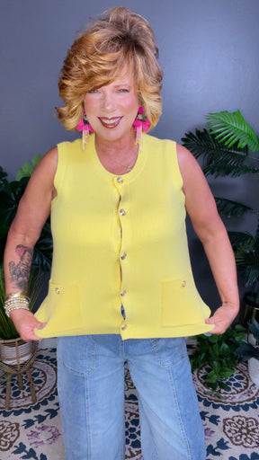 Hello Darling Yellow Sleeveless Knit Sweater