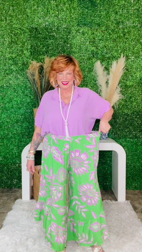 Floral Getaway Lime Floral Pants - P084LM