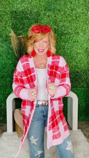 Plaid Valentine Cloud Cardigan - OT116RD