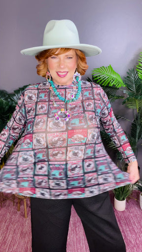 Cowgirl At Heart Mesh Top - S449BK