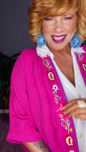 Make Up Your Mind Hot Pink Kimono - OT161HP