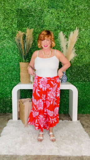 Floral Getaway Coral Floral Pants - P085CO