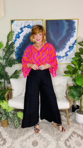 Southern Flair Black Tiered Wide Leg Pants - P108BK