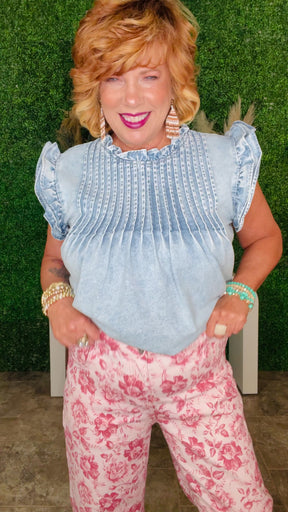 Show Off Pink Vintage Floral Jeans