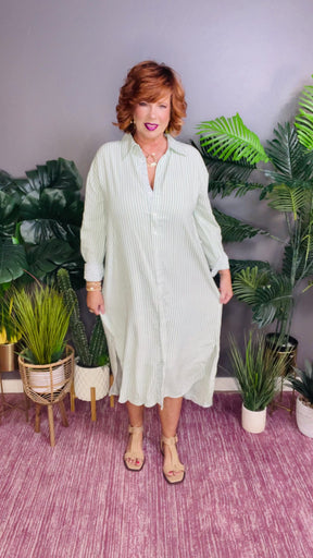 Coastal Cutie Sage Shirt Dress - DR080SG