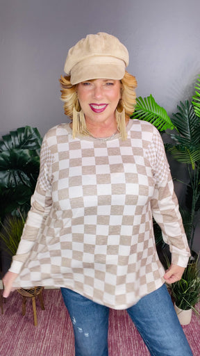 Check On That Brown/White Top - S237BR