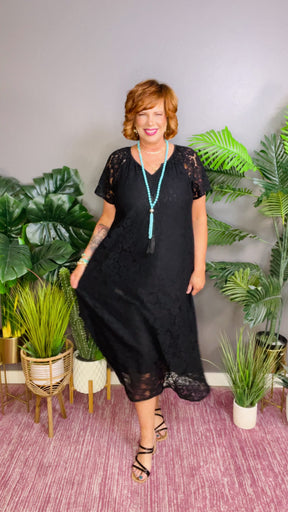 Always On My Mind Black Floral Lace Maxi Dress
