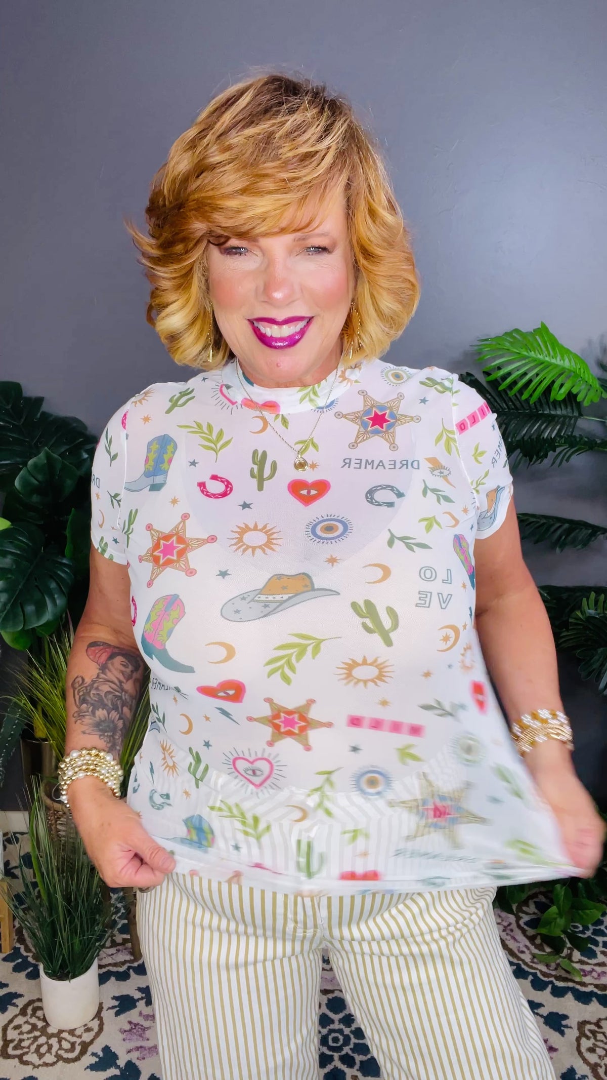 Giddy Up Glam Mesh Top