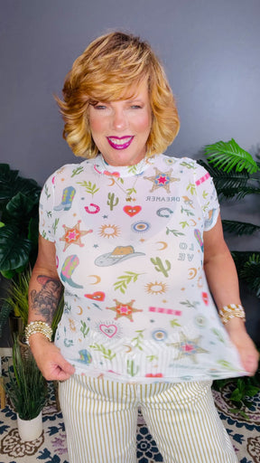 Giddy Up Glam Mesh Top