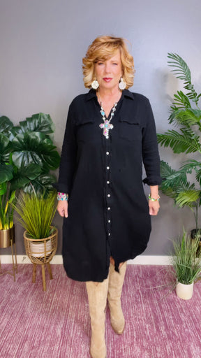 Let's Talk Style Black Long Outer - OT042BK