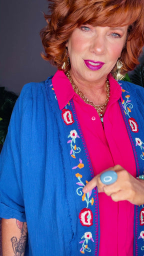 Make Up Your Mind Denim Blue Kimono - OT158DB