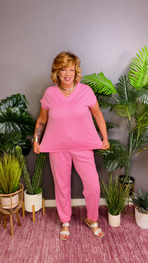 I Want Candy V Neck Top And Drawstring Pant Set