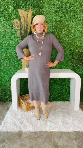 Simply Perfect Charcoal Knit Midi Dress - DR002CG