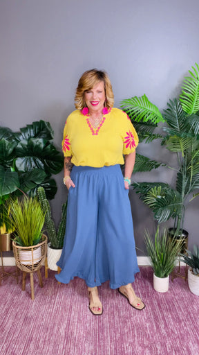 Ruffle My Feathers Blue Pants - P057BL