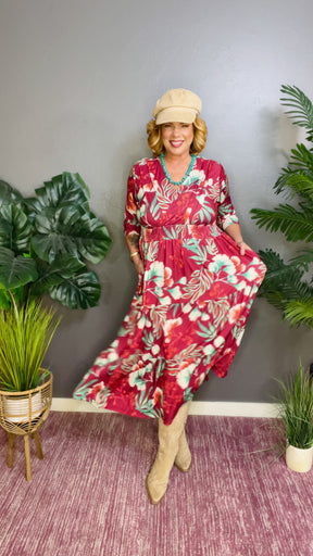 In Full Bloom Burgundy Maxi Dress - DR010BU