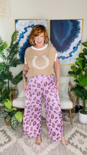 Wild Mood Pink Drawstring Leopard Pants