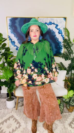 Enchanted Garden Emerald Green Top - S989GN