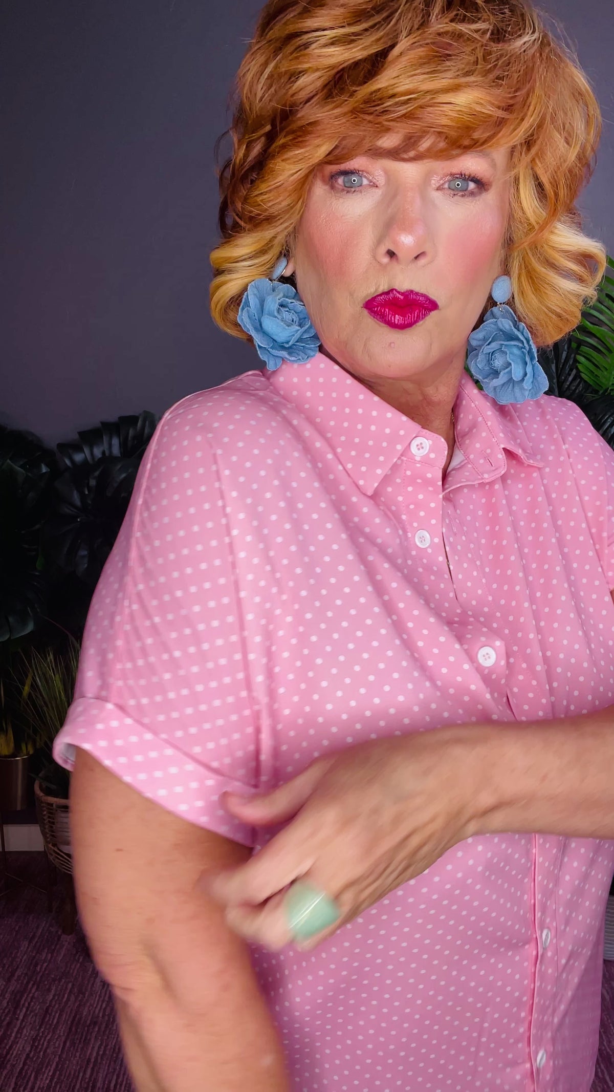 From The Top Pink Dotted Top