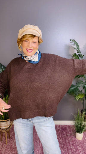 Simply Dreamy Espresso V-Neck Sweater