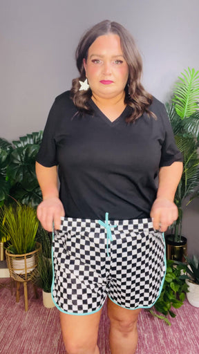 Checkered Charm Top And Short Set - SET030BW
