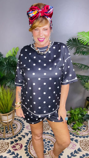 Oh My Polka Dots Black Top And Short Set