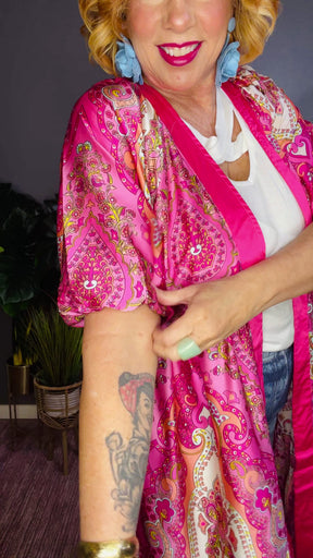 Now And Then Pink Boho Kimono - OT148PK