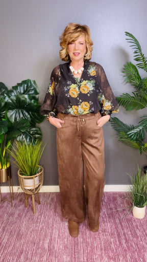 Carry On Faux Suede Pants - P013BR
