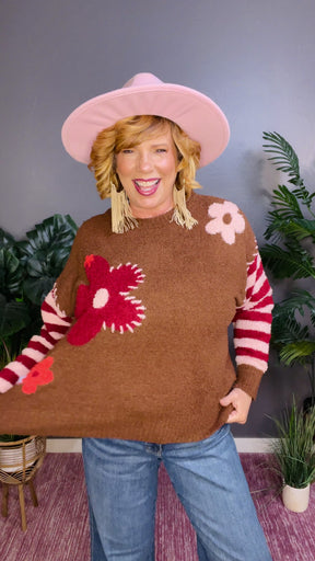 Wildflower At Heart Jacquard Striped Sweater