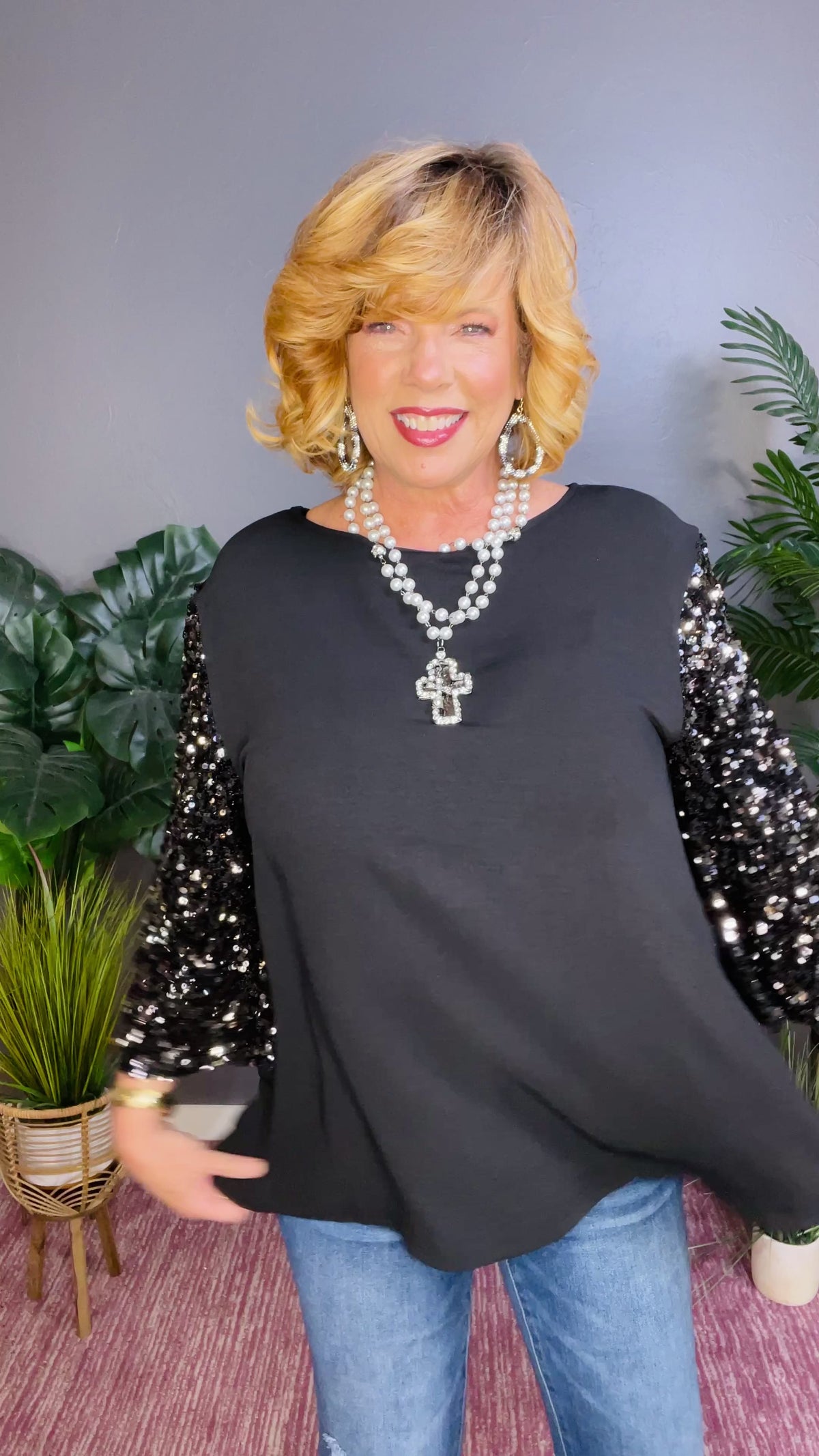 Sparkle And Shine Black Top - S028BK