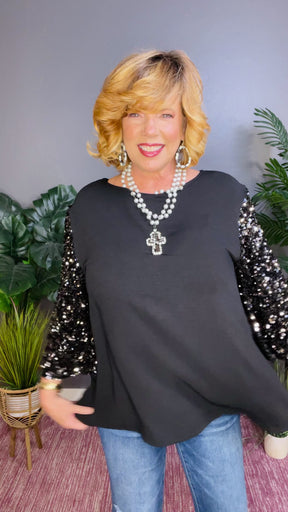 Sparkle And Shine Black Top - S028BK
